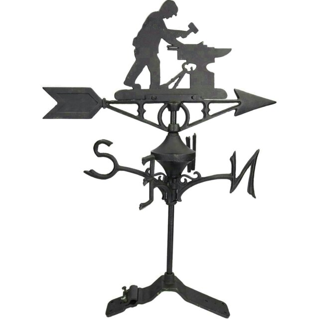 Blacksmith Weather Vane Vain Ridge Mount House Roof Cast Iron Workshop Anvil