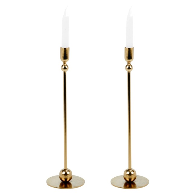 33cm Tall Metal Iron Taper Candle Stick Holder Dinner Table Wedding Party Decor Gold 2 x Gold
