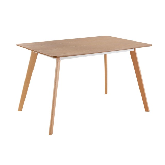Kitchen Dining Table Set 120cm Veneer Top Beech Legs With 4 Chairs Brown Brown