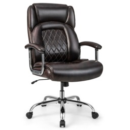 COSTWAY Leather Office Chair Executive Chair Brown