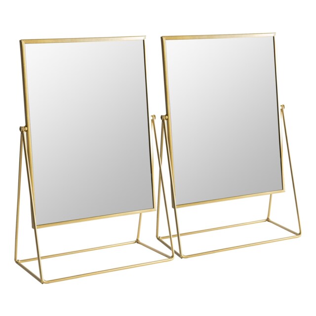 Harbour Housewares Metallic Vanity Mirrors - Adjustable Tilt Dressing Table Mirror Sleek Modern Makeup Mirror - Pack of 2 Gold Gold 50 x 32cm 2