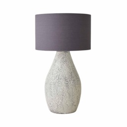 ValueLights Colin Grey Shade Grey Speckled Ceramic Table Lamp and Bulb