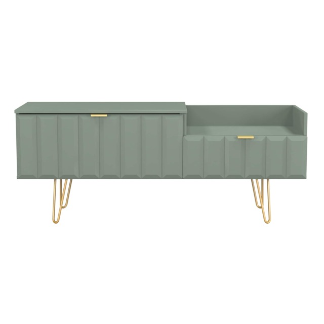 Metro 2 Drawer 2 Level Media Unit in Reed Green (Ready Assembled) Green Reed Green