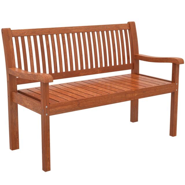 Outsunny Garden Bench 2 Seater, Wooden Outdoor Bench with Waterproof Cover Brown Light Brown Not provided