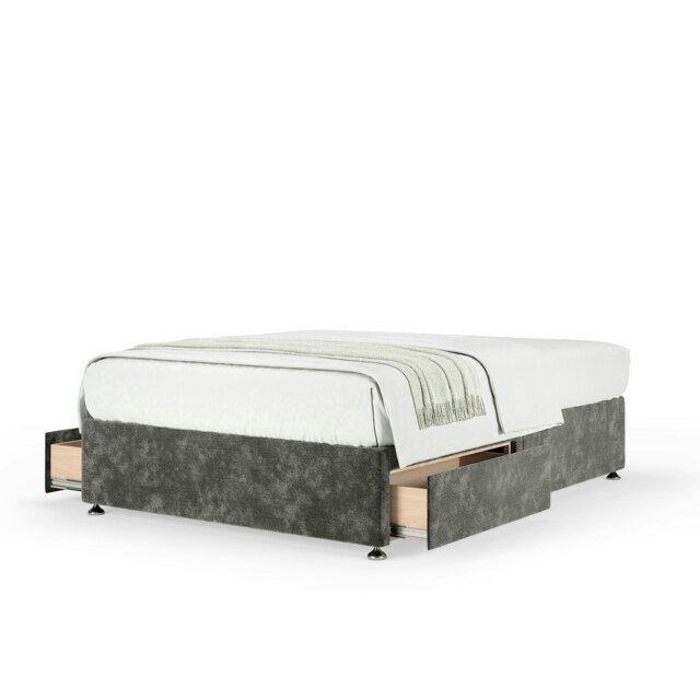 Majestic 1000 Pocket Sprung Charcoal Chenille 2 Drawer Divan Set King Size