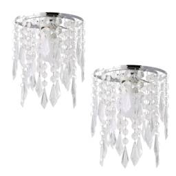 ValueLights Pair Silver Ceiling Shade Acrylic Crystal Droplets Chrome