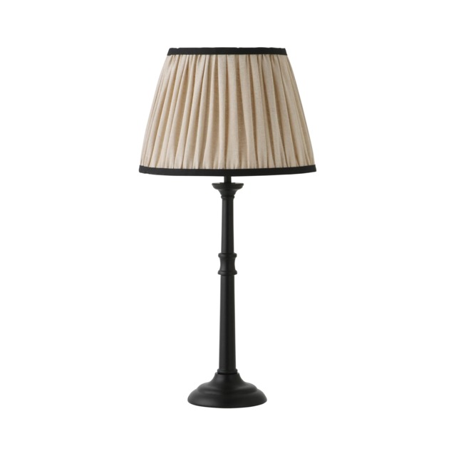 ValueLights Clara Black Candlestick Table Lamp Linen Pleat Shade and Bulb