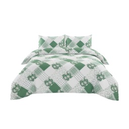 Duvet Cover And Pillowcase Set Floral Patchwork Design Polycotton Bed Linen Green King