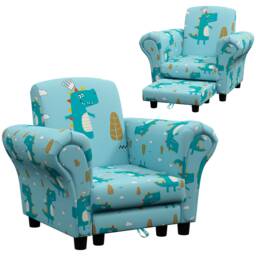 AIYAPLAY Kids Sofa Set Toddler Armchair with Footrest, Children Chair, Blue