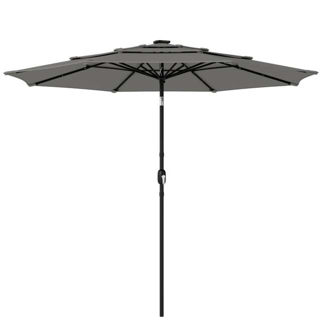 Outsunny Garden Parasol, Outdoor Umbrella with Tilt Function, Grey Grey Green 300W x 300D x 240H cm