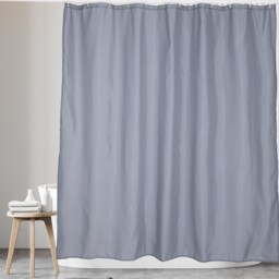 KAV Polyester Fabric Shower Mould and Mildew Resistant Curtain with Metal Button Hole Bathroom Accessories-Grey 180x220cm