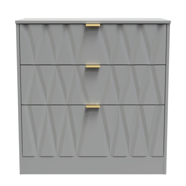 Washington 3 Drawer Deep Chest of Drawers in Dusk Grey (Ready Assembled) Grey Dusk Grey