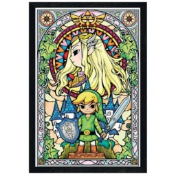 Black Wooden Framed The Legend Of Zelda Stained Glass Maxi Poster Multi