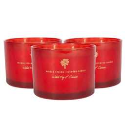 Nicola Spring 3x Wild Fig & Cassis Scented Candles - 350g 38h Natural Double Wick Soy Wax Aromatherapy Candle Home Fragrance