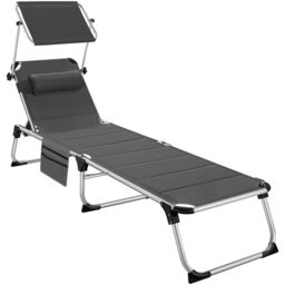 Lorella aluminum sun lounger, upholstered, foldable Grey grey 1
