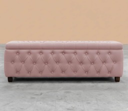 137cm Riga Ottoman Storage Box with Wooden Legs, Pink Velvet Upholstered Chesterfield Storage Ottoman Box