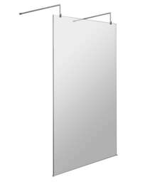 Balterley Hollinsclough Contemporary Bathroom 8mm Glass Wetroom Screen with Arms & Feet, Chrome Finish, 1950 x 1198 x 14mm
