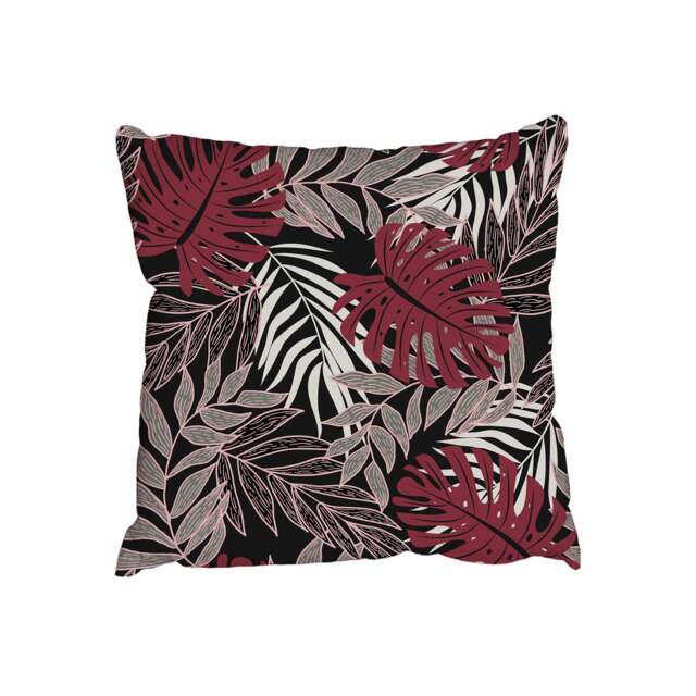 Tropical leaves and plants on dark background (Outdoor Cushion)