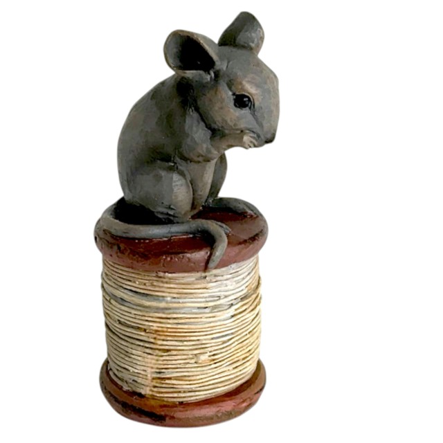 Mouse On Cotton Reel Ornament Sewing Fan Or Mouse Lover Gift