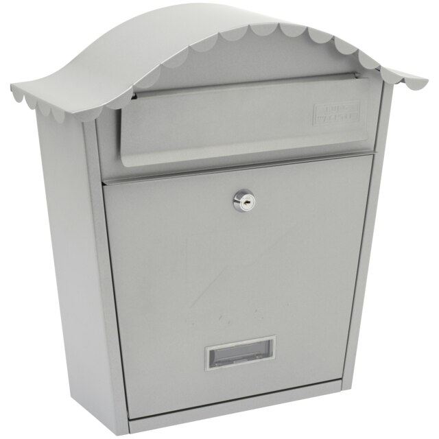 Burg-Wachter Classic Wall Mounted Galvanised Steel Lockable Weatherproof Post Box - 36x37x13cm Grey French Grey
