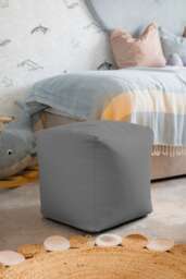Waterproof Cube Indoor Outdoor Bean Bag Foot Stool Pouffe Silver