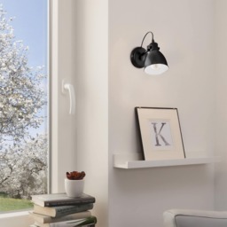 EGLO Priddy Black & White Steel Adjustable Single Wall Spotlight