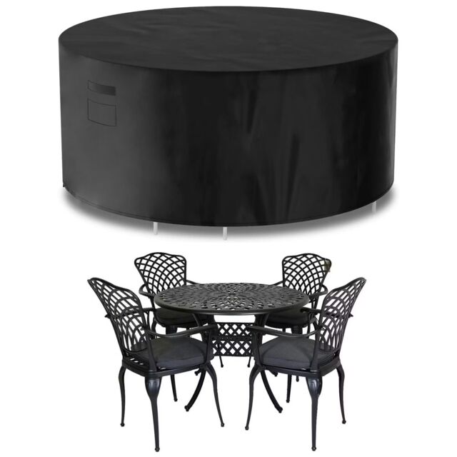 Futura Round 128X71cm Waterproof Garden Furniture Cover 420D Black Black 128x71cm 1
