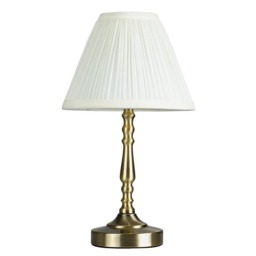 ValueLights Sienna Brass Touch Table Lamp Cream Shade and Bulb