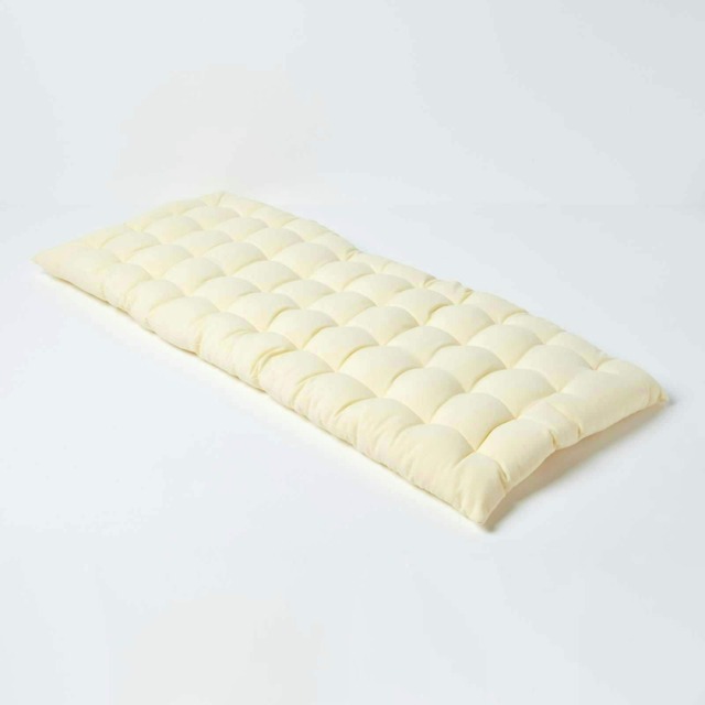 Homescapes Garden Bench Cushion Luxury 2 Seater Cotton Indoor Outdoor Seat Pad Cream 108 x 42 cm 1