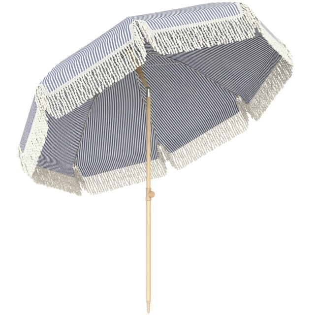 Outsunny 1.7 m Beach Umbrella, Adjustable Height Portable Parasol, Blue Blue Blue Φ174 x 205H cm