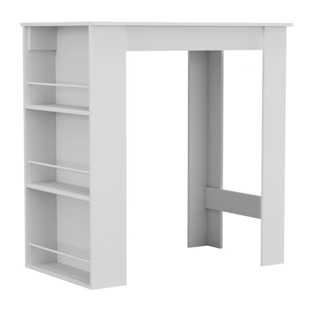 3 Tier Dining Bar Coffee Kitchen Island Table Open Storage Shelves Living Room White White 1