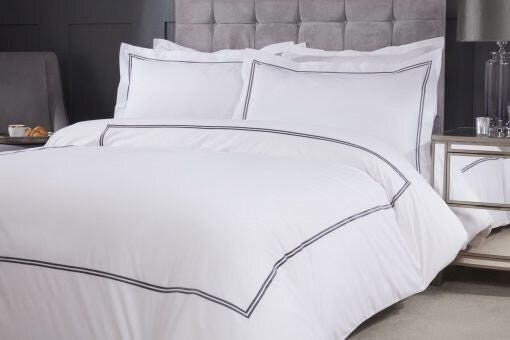 Carlton Embroidered Duvet Set Super King Bed Graphite