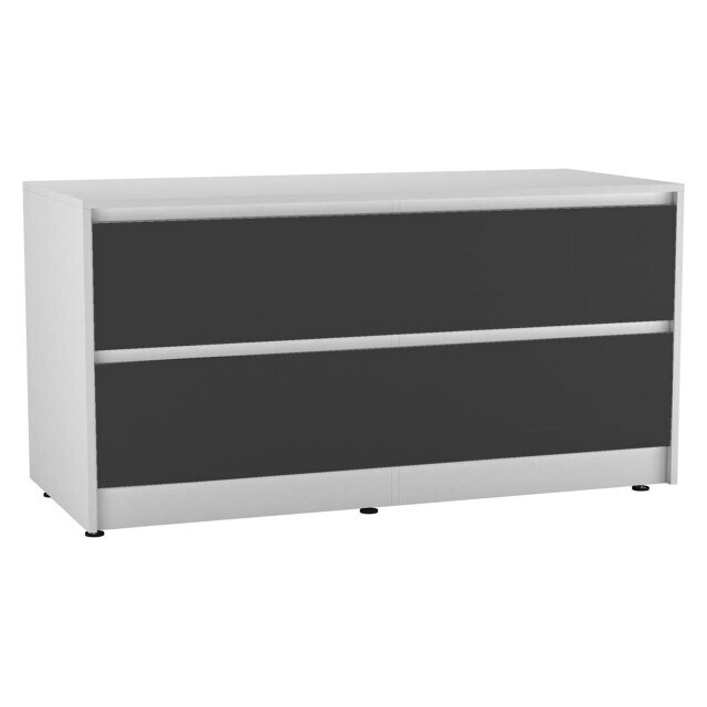 URBNLIVING 4 Drawer Wide Chest Of Drawers Bedroom Storage Unit Multi White Carcass + Black Drawers