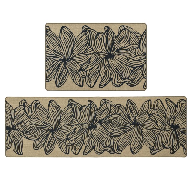 JVL Elegance Machine Washable Entrance Doormat and Runner Set - Flower