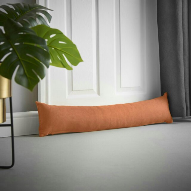 Velvet Chenille Draught Excluder - 90cm x 15cm x 15cm - Orange