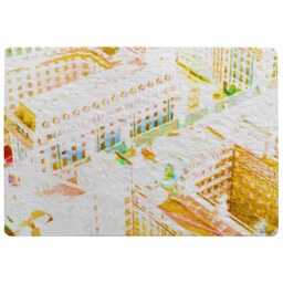 London Roof Tops Orange Rug Multi