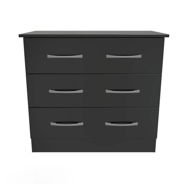 Hampshire 3 Drawer Chest of Drawers in Black Matt (Ready Assembled) Black Black Matt
