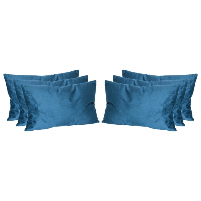 Nicola Spring Rectangle Velvet Cushions - 60cm x 40cm - Blue - Pack of 6 Blue Blue