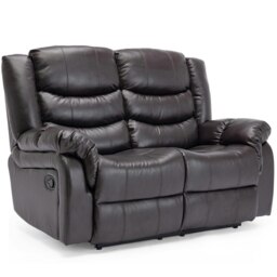 Seattle 2 Seater Manual High Back Bonded Leather Recliner Sofa (Brown)