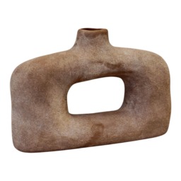 Brown Textured Wide Sculptured Ceramic Vase