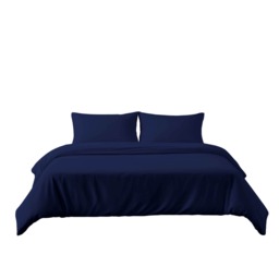 Microfibre Soft Touch Duvet Cover And Pillowcases Set Bed Linen Blue Navy Blue King