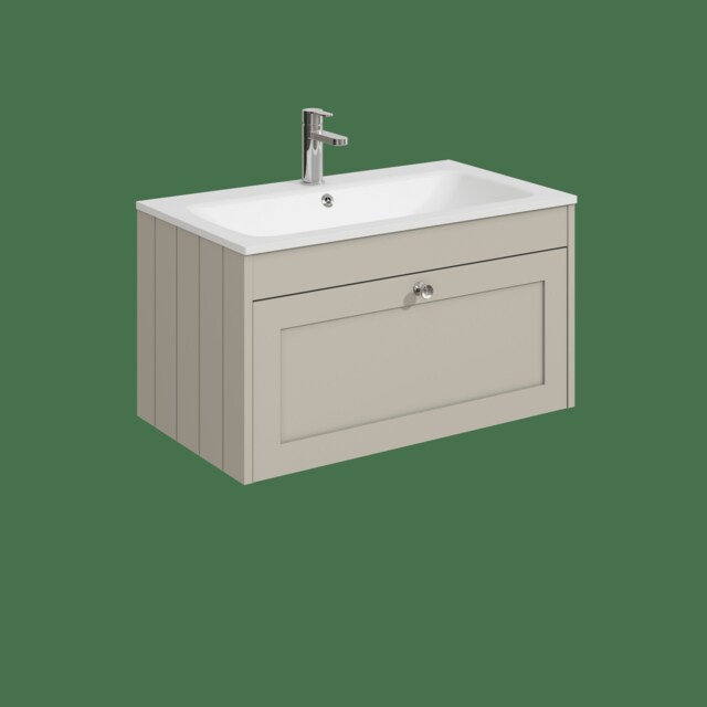 Balterley Wall Hung 1 Drawer Unit with Stone Basin 1 Tap Hole Grey 431 x 800 x 453mm