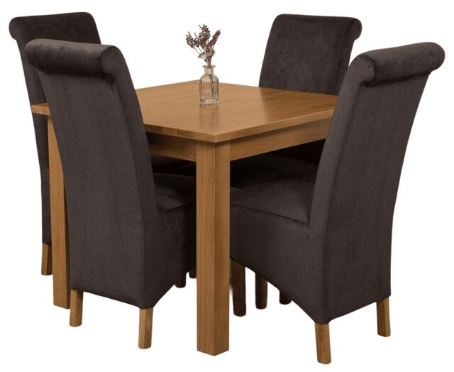 Oslo 90 x 90 cm Oak Small Dining Table and 4 Montana Fabric Chairs Black Black