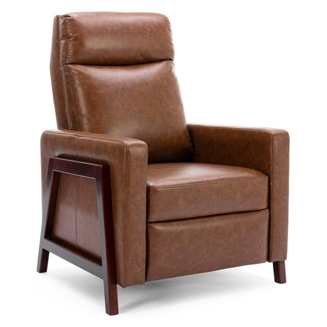 Riley Pushback Recliner Air Leather Modern Accent Recliner Chair (Grey)