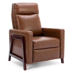 Riley Pushback Recliner Air Leather Modern Accent Recliner Chair (Grey)