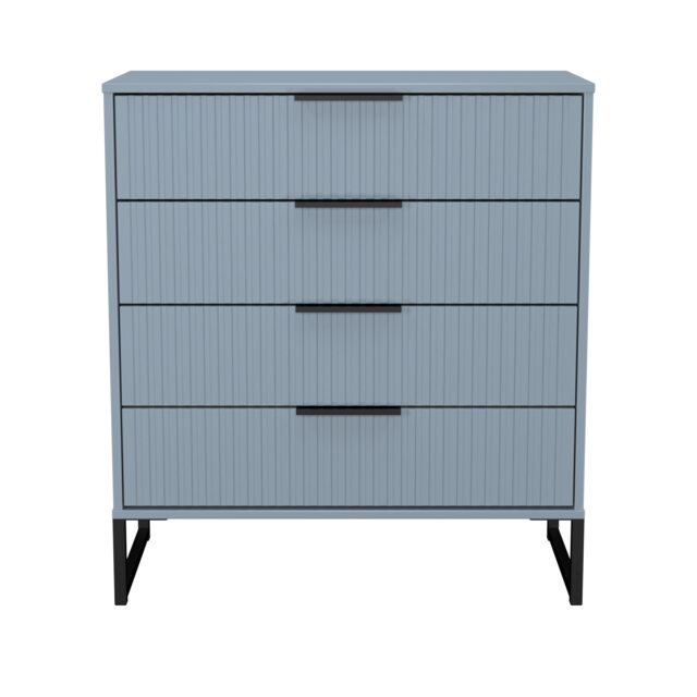 Menai 4 Drawer Chest of Drawers in Denim Blue (Ready Assembled) Blue Denim Blue