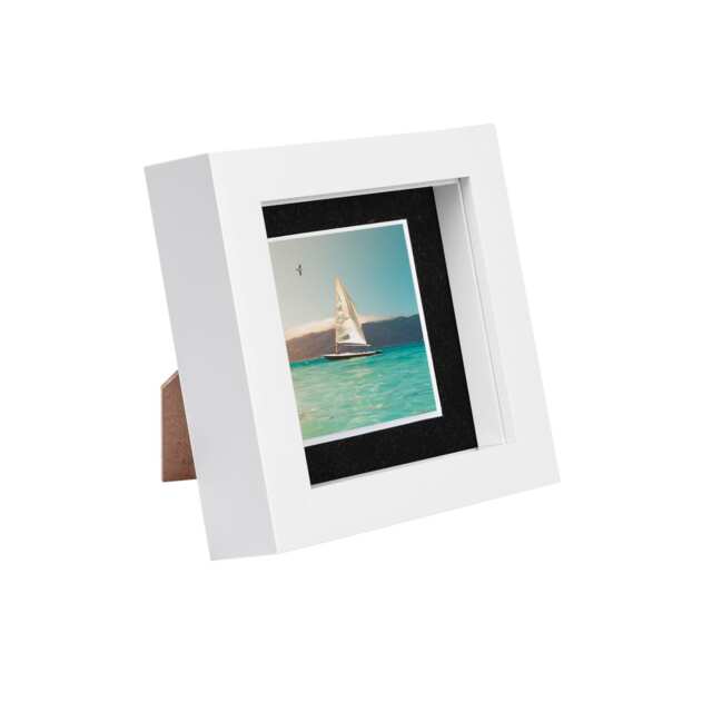 "Nicola Spring 4 x 4"" Photo Frame - Black Mount 3D Photo Frame Picture Frame Box Portrait Display Case & Spacer (12.5 x 12.5cm)"