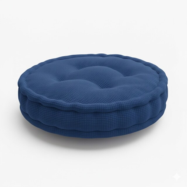Teddy Fabric Round Booster Cushion Soft Seat Riser Pad for Dining Chair Blue