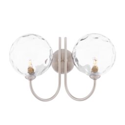 Jared 2 Light Wall Light Satin Nickel With Clear Dimpled Glass