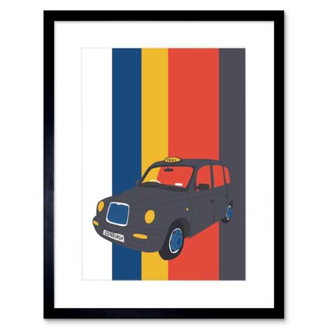 "Black Cab Taxi Driver 9x7"" Black Framed Wall Art Print"